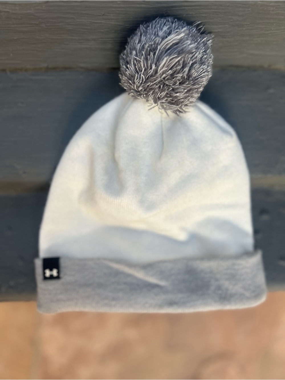 Under Armour White & Gray Pom Beanie